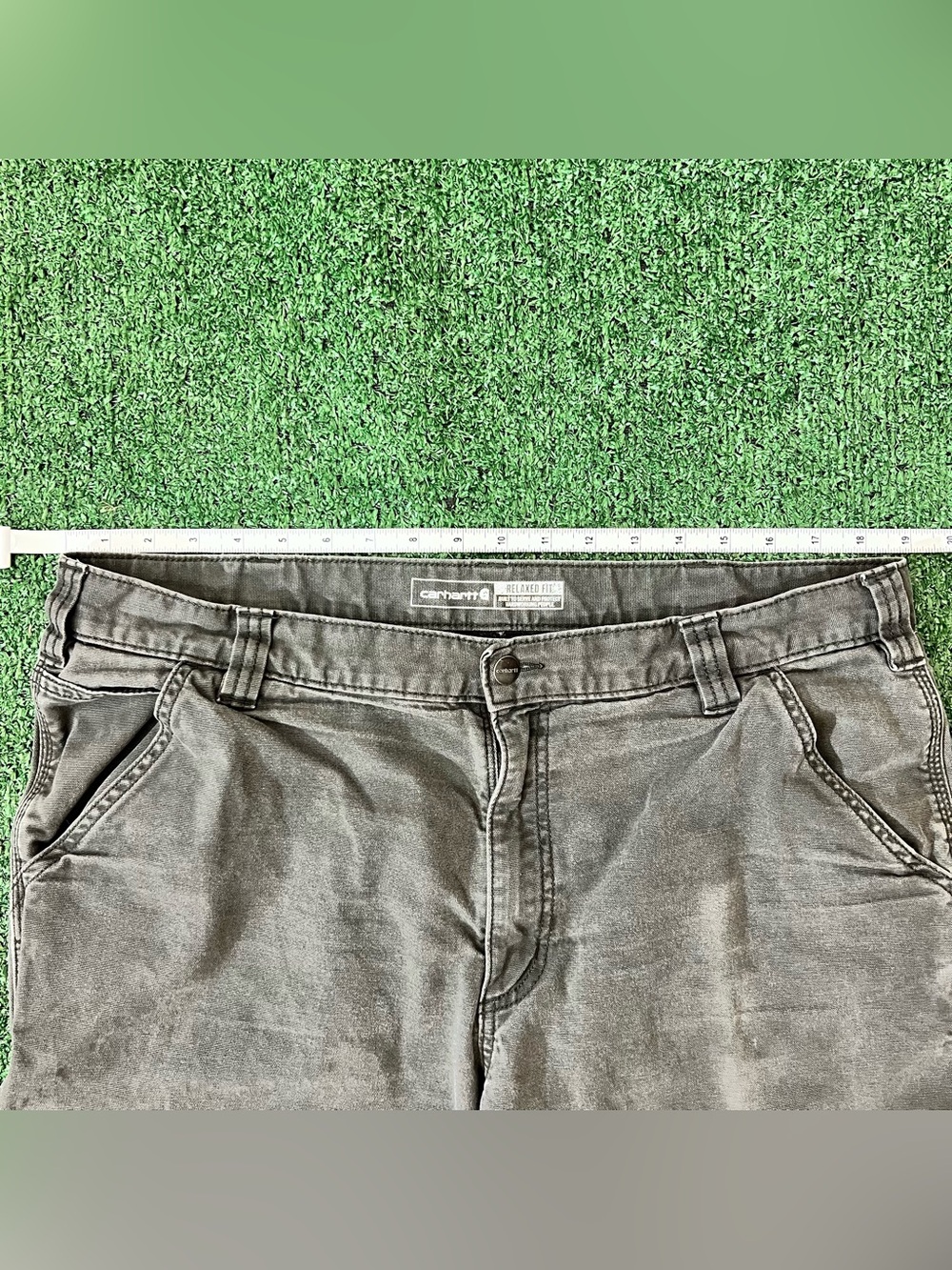 Carhartt Pants Mens 38x34 Gray Relaxed Fit Canvas Workwear Carpenter Utility - Picture 8 of 11